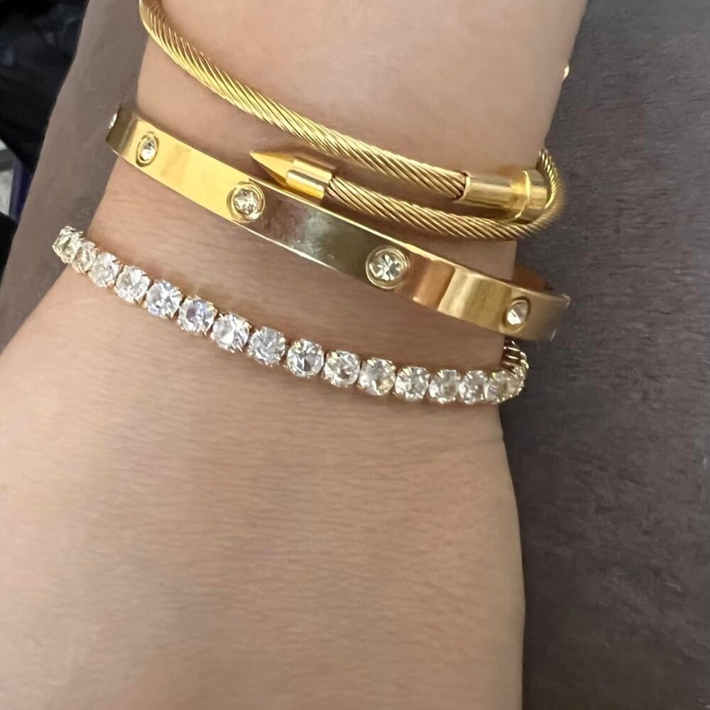 JUNVirtuous 3-Pack Gold Bracelet Stack • 18K Gold Plated Bangles